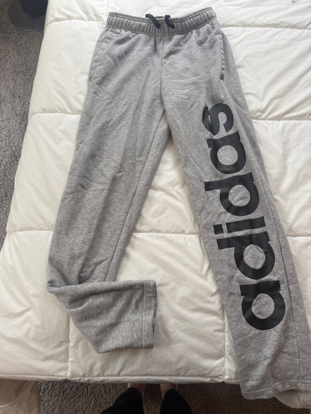 adidas Gray Sweatpants with Large Black Logo